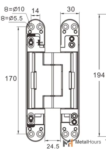 Hinge DHC1027-S-W30L194-BL